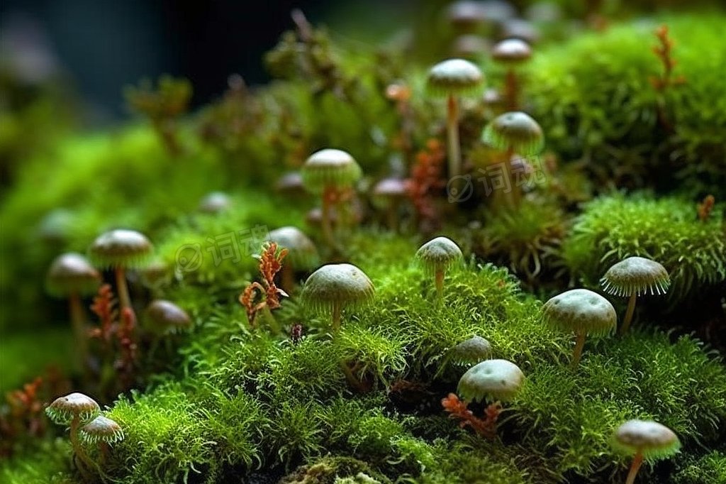 微距绿色苔藓生物ai文生图案例