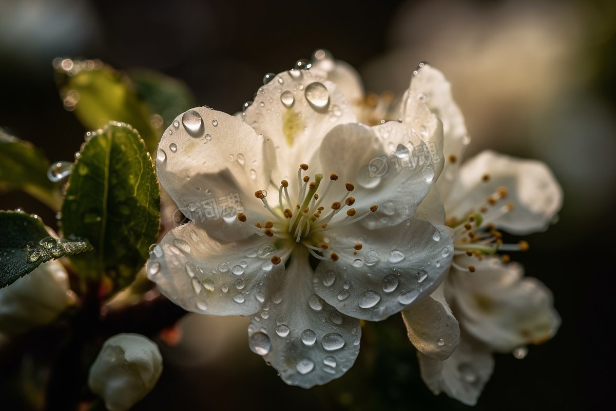 精致的白色苹果花ai文生图案例