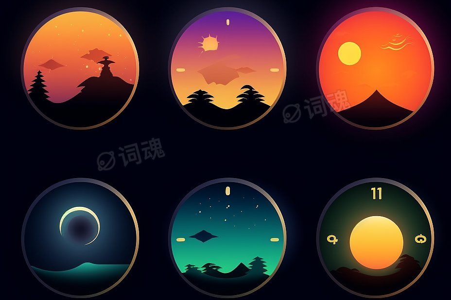 早上日落夜晚图标icon