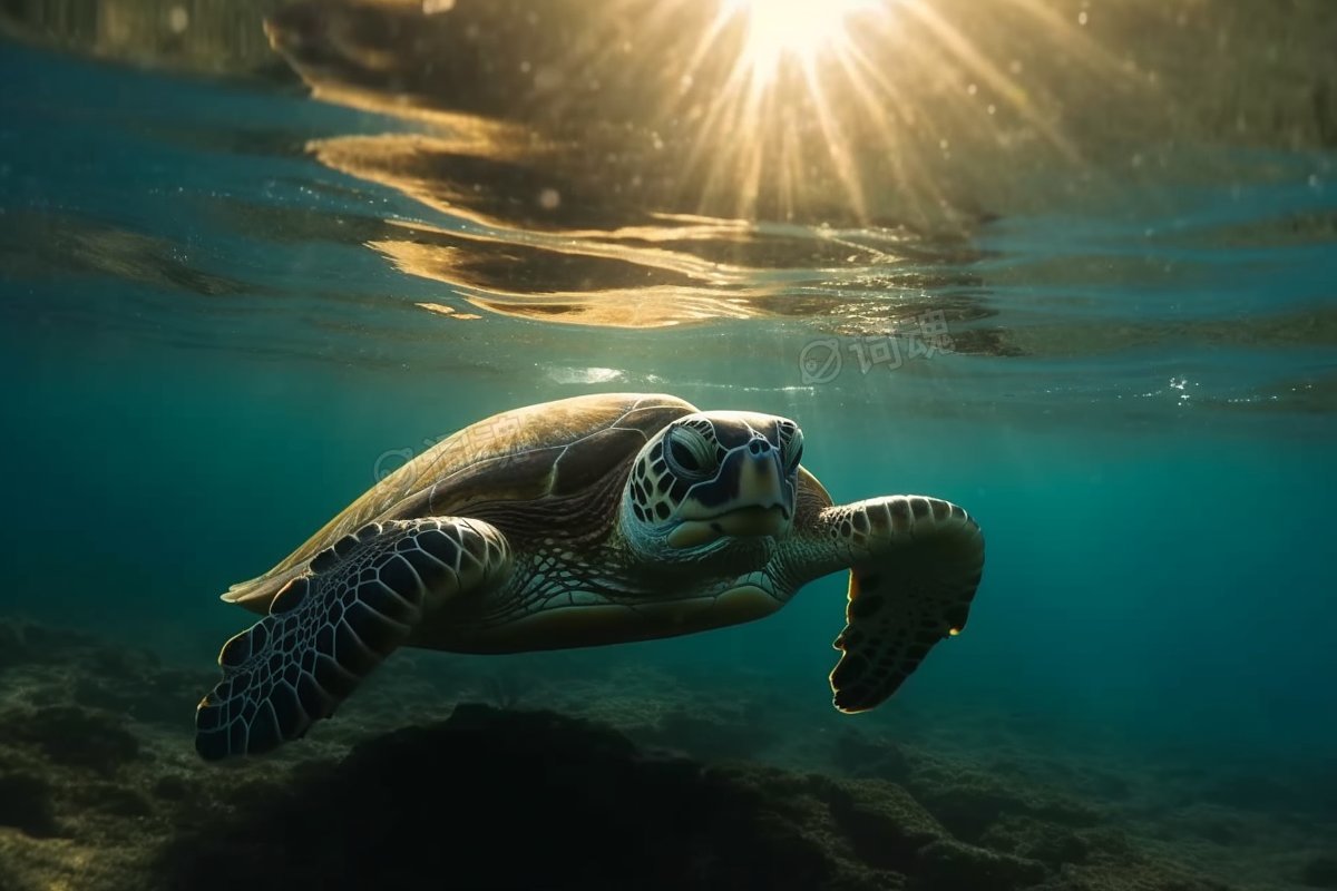 海洋大海里的海龟ai文生图案例