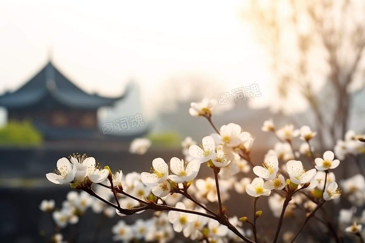 日本和风日式建筑樱花特写