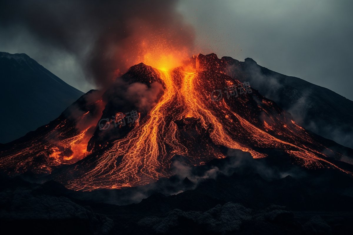 令人敬畏的火山喷发ai文生图案例