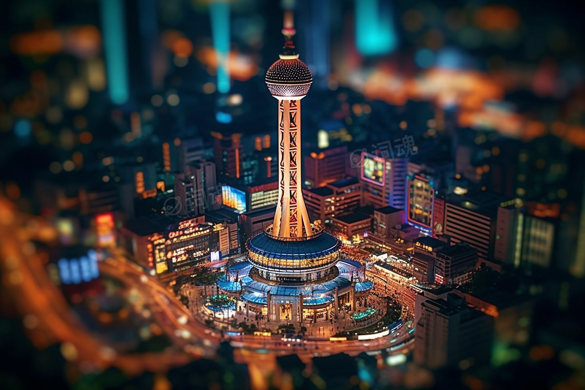 移轴微距上海风景东方明珠夜景