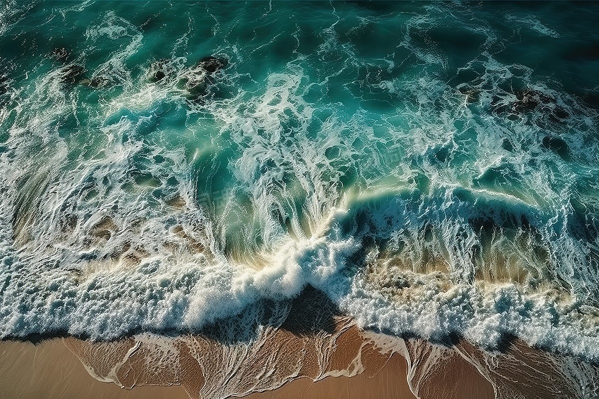 蓝色大海海浪ai文生图案例