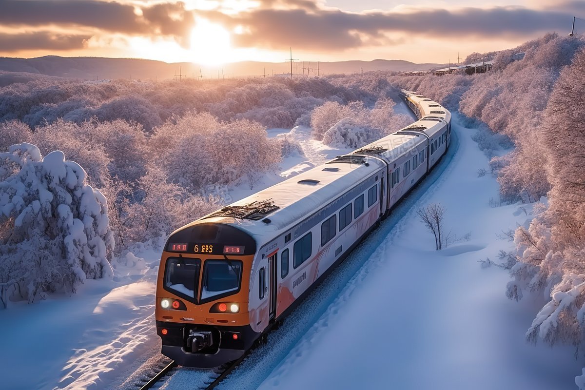 火车在冰天雪地上行驶