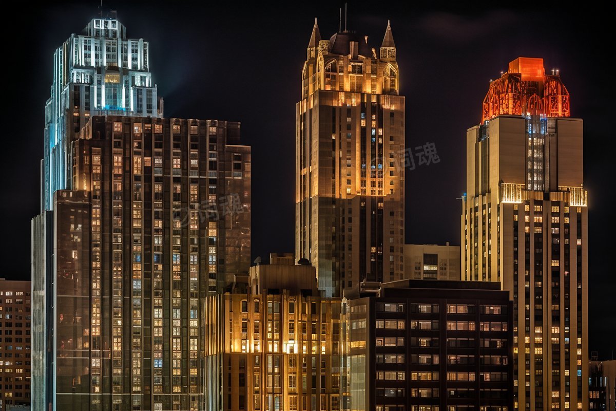 城市建筑夜景效果图ai文生图案例