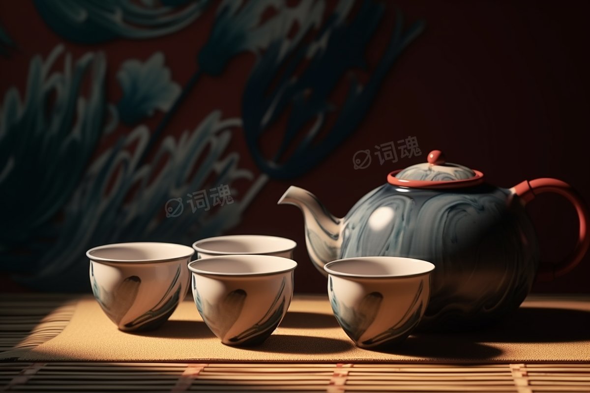 放在桌子上的茶具