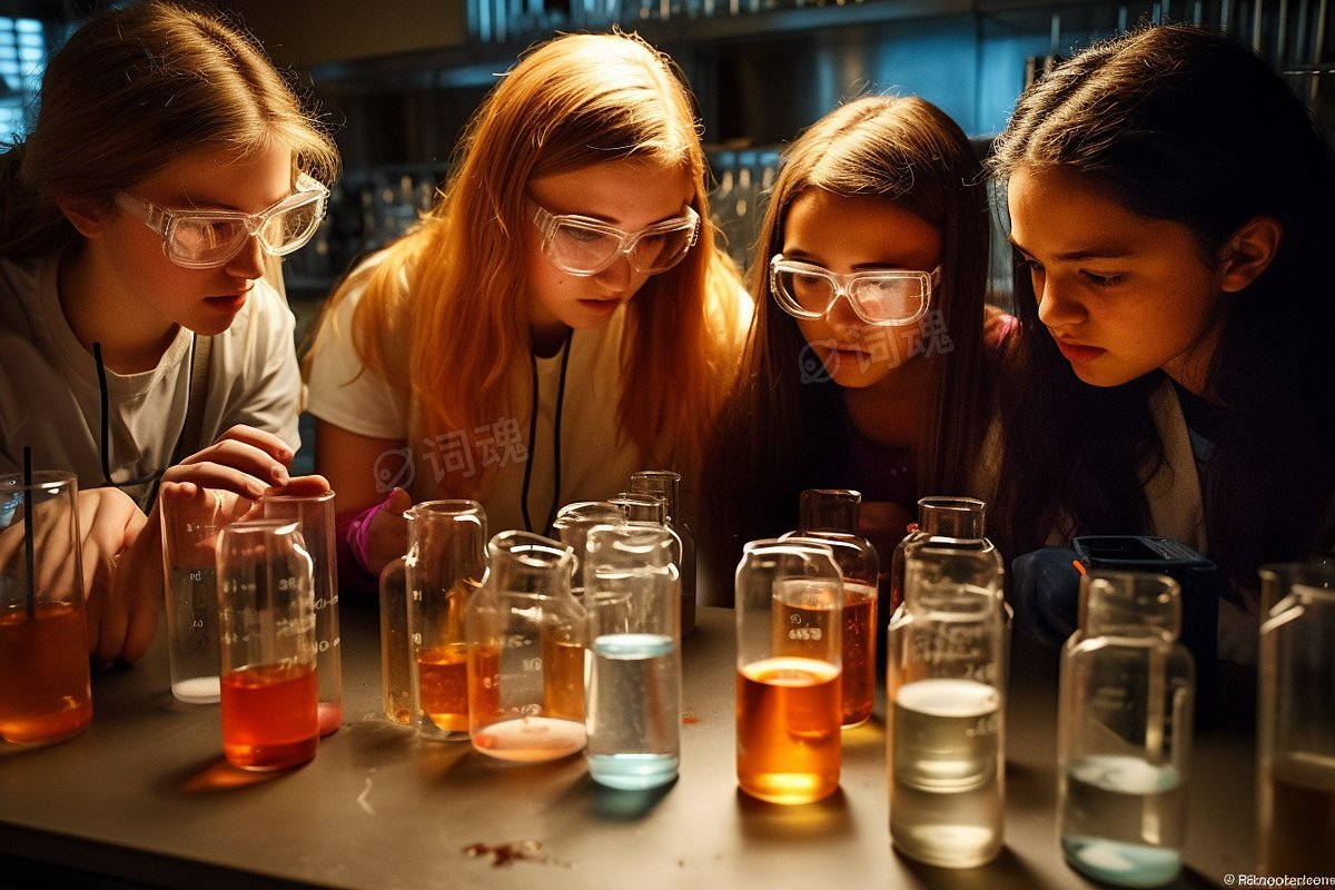 学生实验室科学实验摄影图