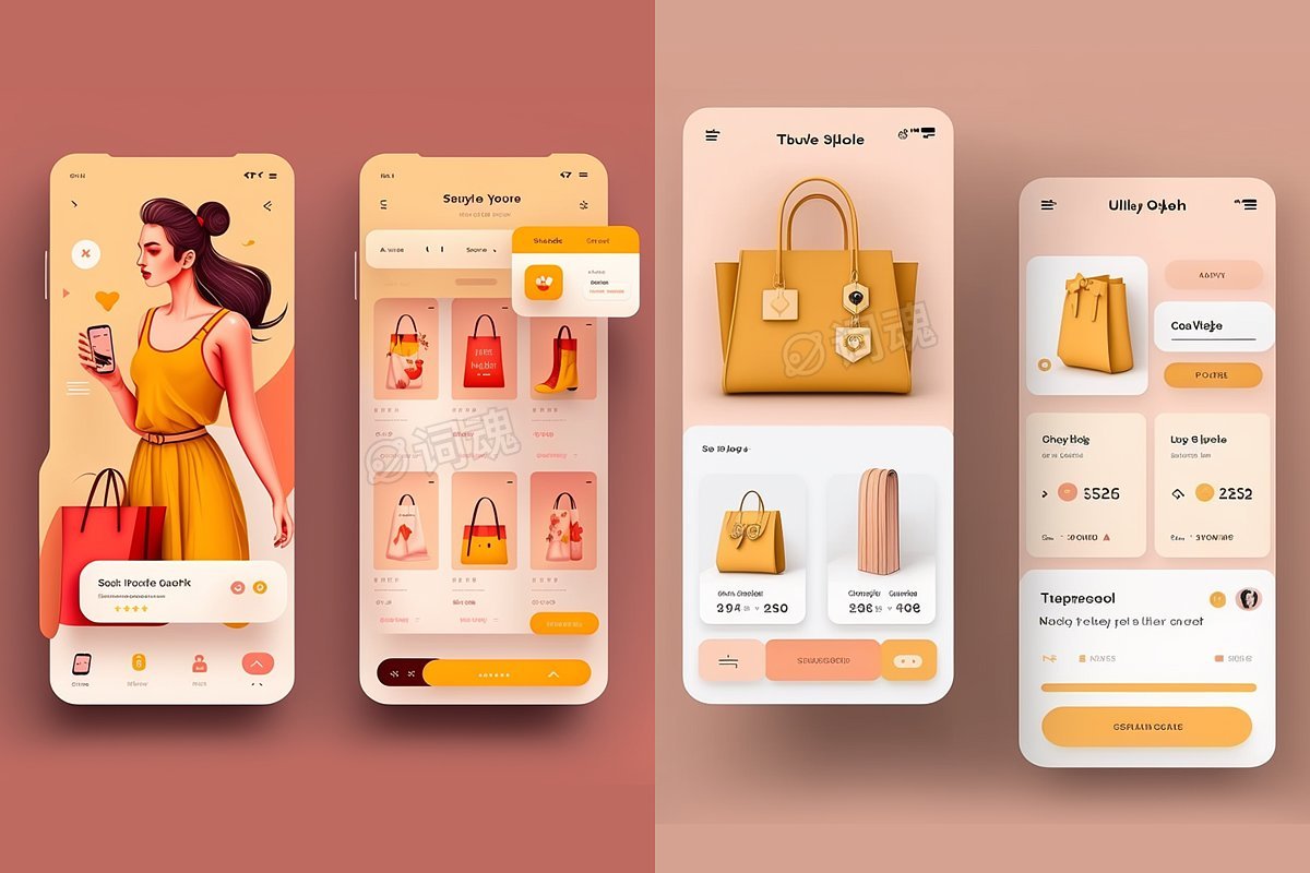 手机女装服饰店铺购物APP界面ai文生图案例