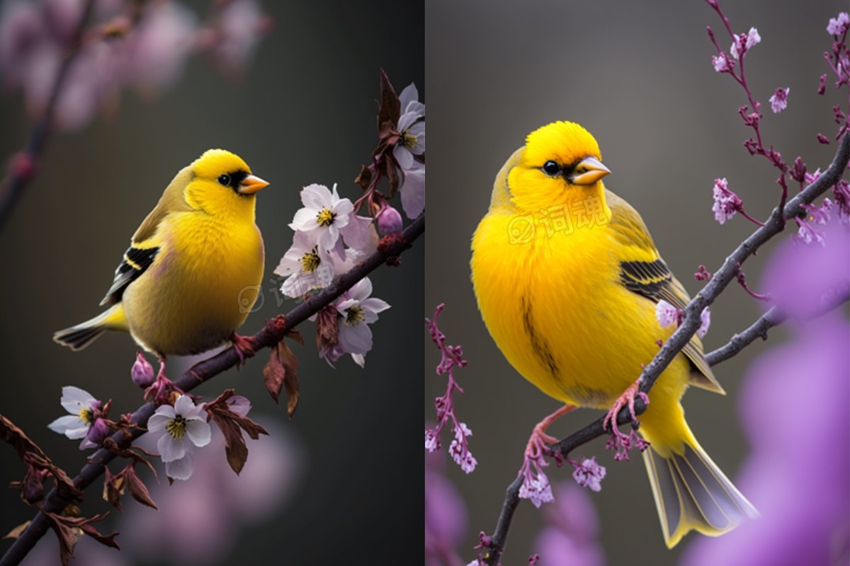 梅花树枝上小黄雀