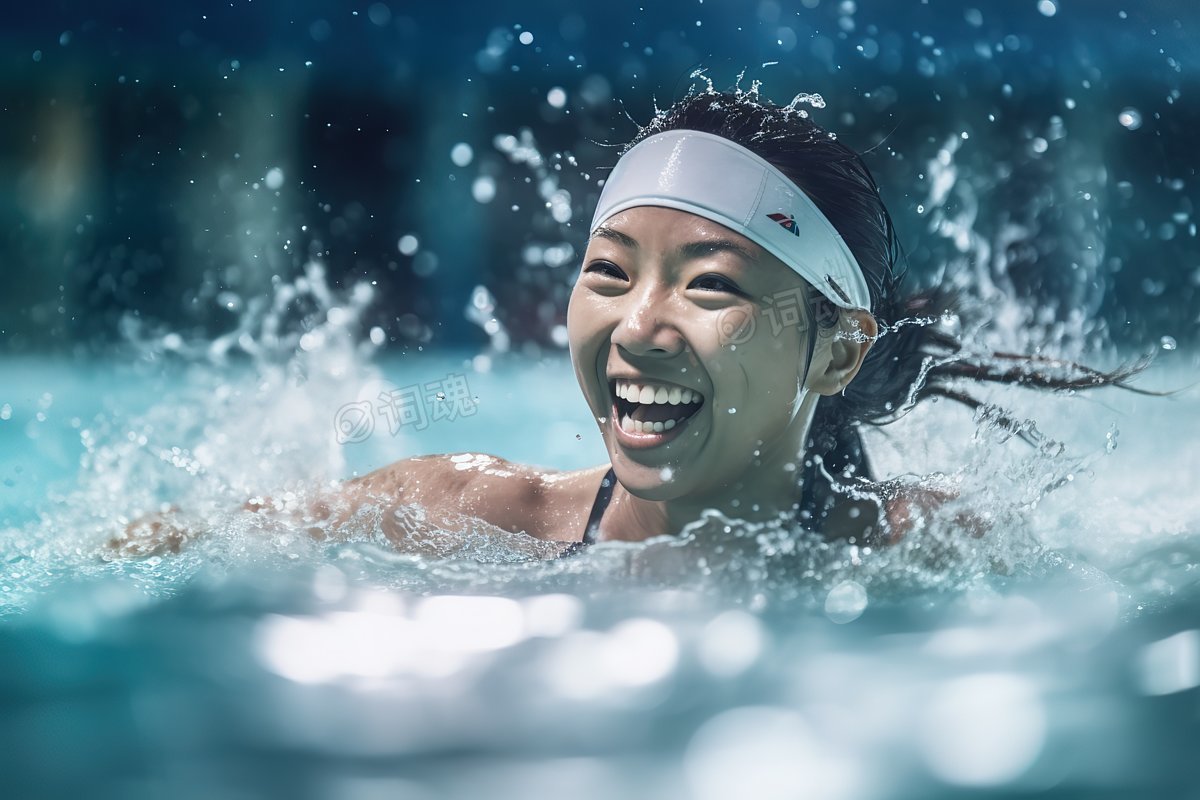 女子游泳池里练习自由泳