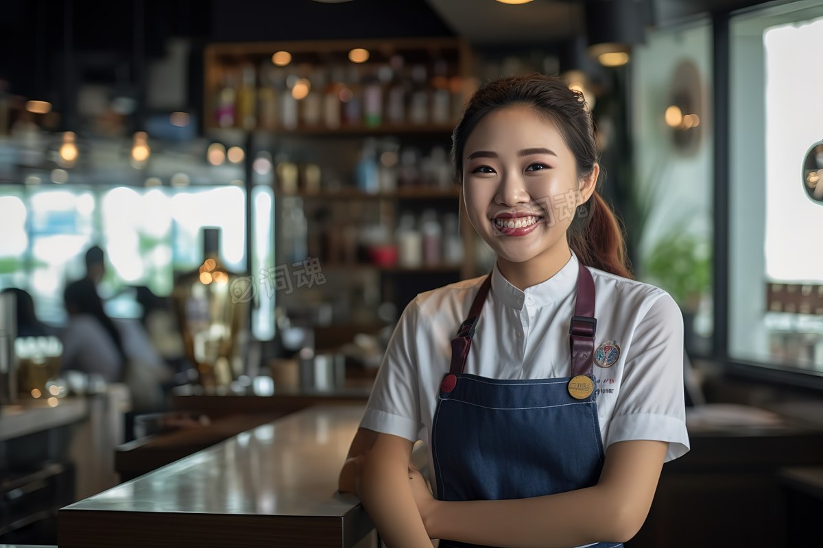 女服务员餐厅里面笑ai文生图案例