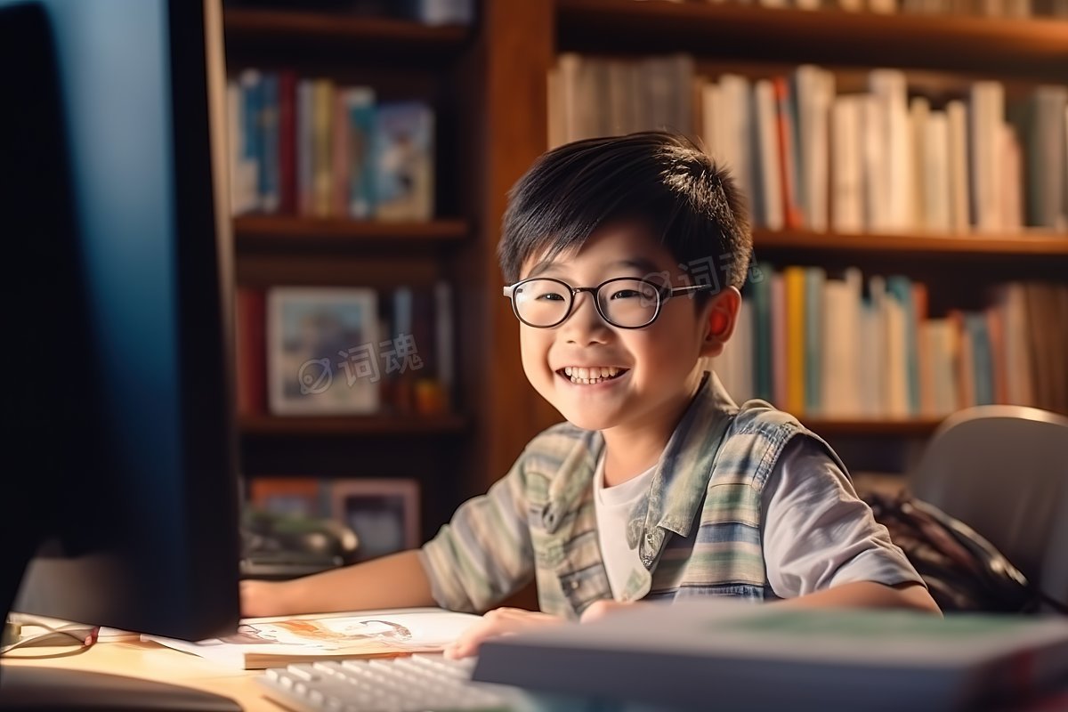 小学生使用电脑上网课ai文生图案例