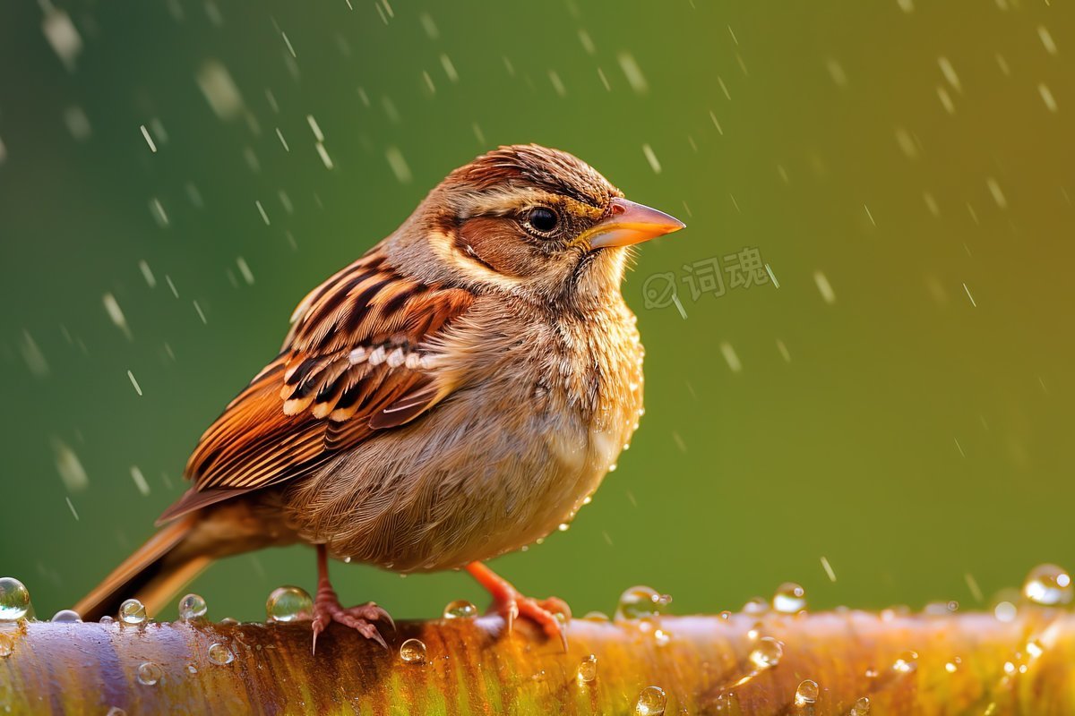 下雨天雨中的小鸟