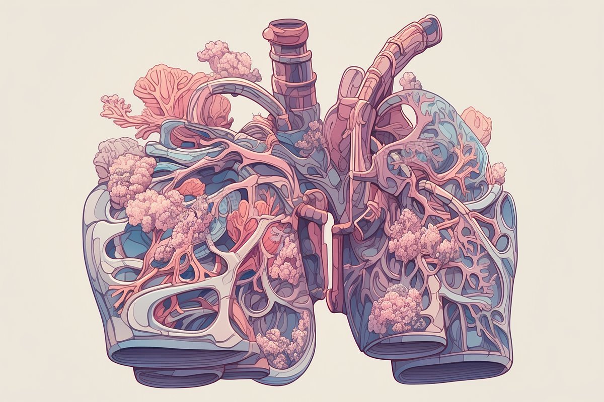 人体器官肺部3D构造图示意图ai文生图案例
