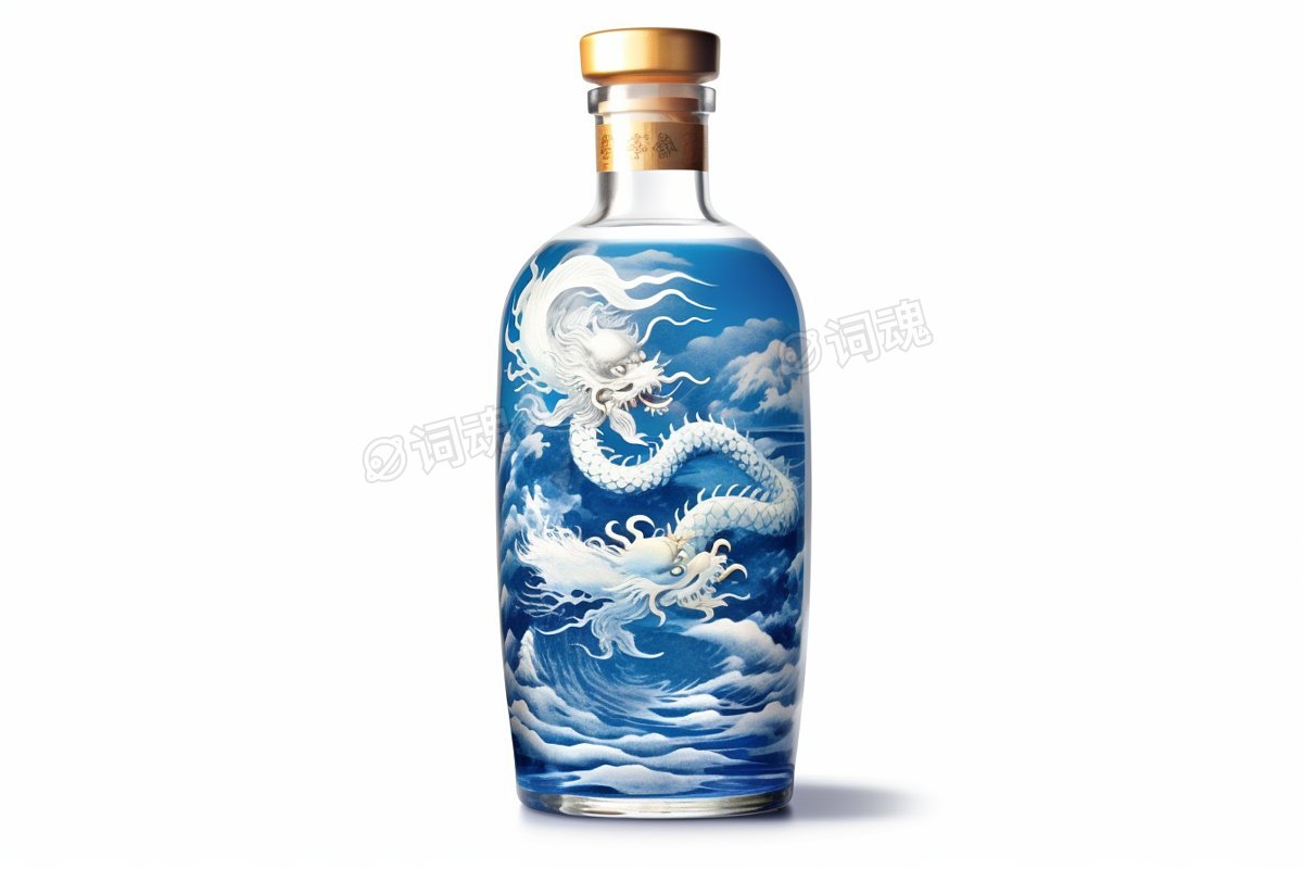 双龙设计青花瓷酒瓶白酒产品设计