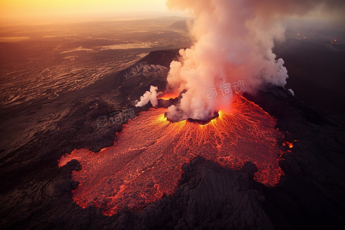 火山爆发图片ai文生图案例