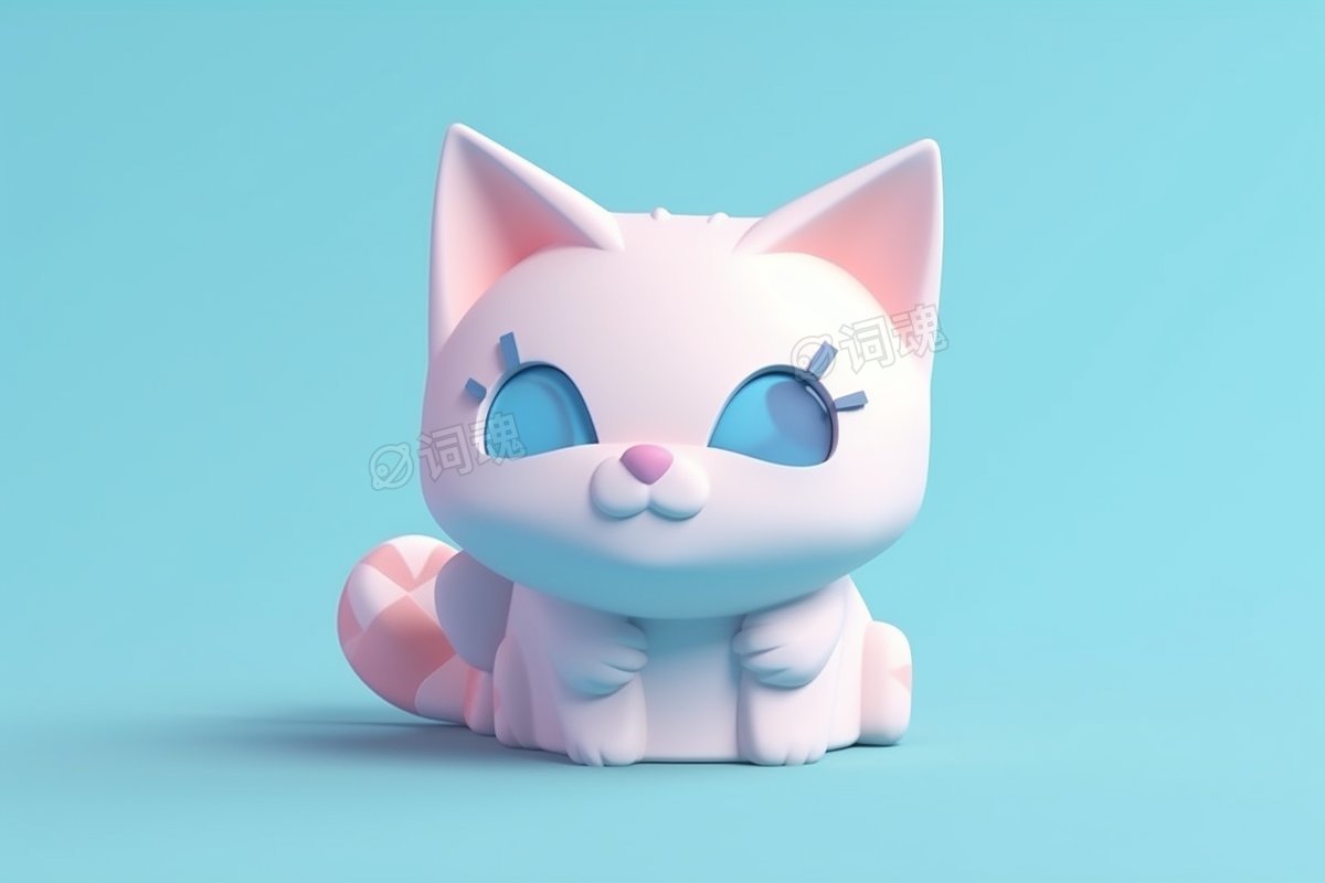 一只可爱的粉色3D小猫ai文生图案例