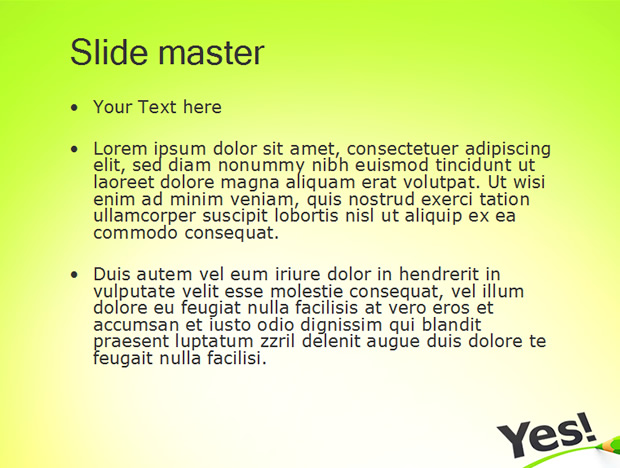 YES字样绿色主题PPT模板