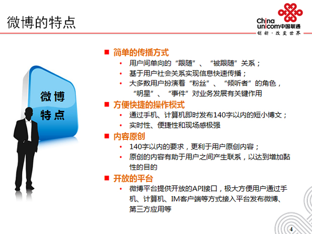微博使用教程――联通公司PPT模板2